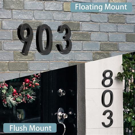 black metal house numbers 6|5 inch floating house numbers.